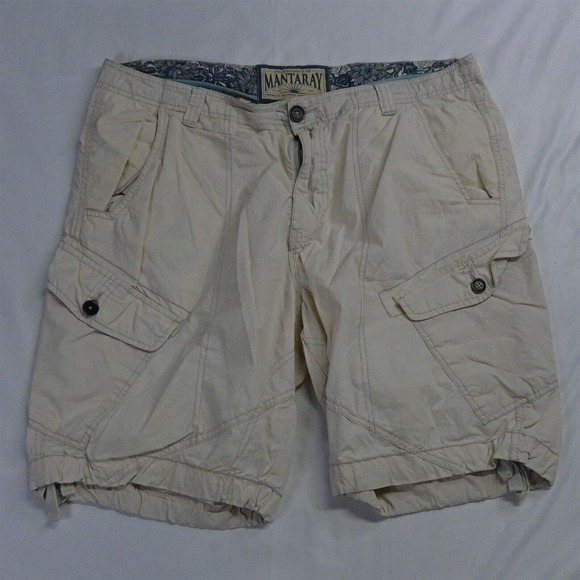 Mantaray 38 x 9" Khaki Lightweight Poplin Cargo‎ Shorts - Picture 1 of 7